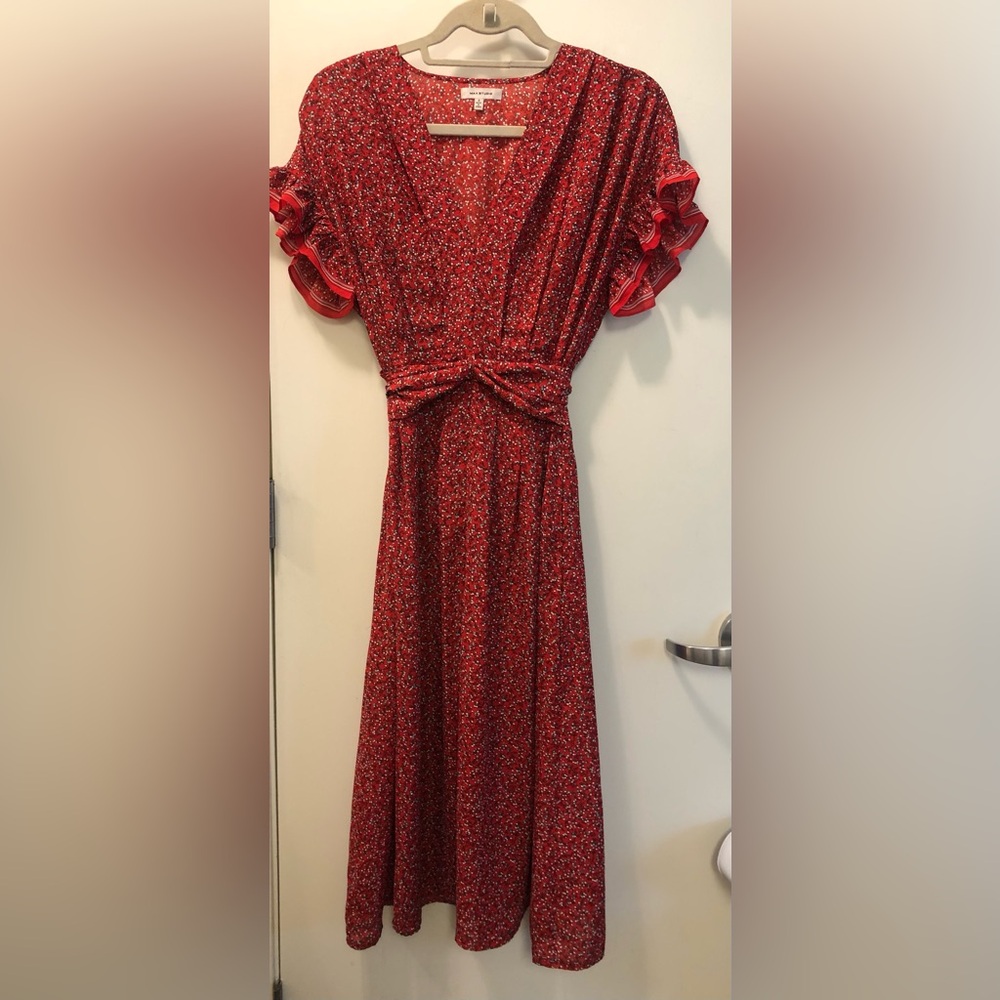 Max Studio Red Floral Twist-Front Maxi Dress